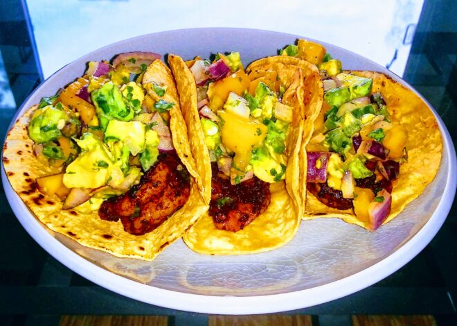 10-Minute Chipotle Shrimp Tacos With Mango Avocado Salsa